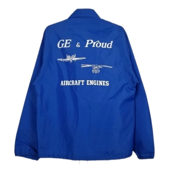 Vintage USA Windbreaker GE & Proud Aircraft Engines Helicopter Graphics Airplane - Picture 1 of 11